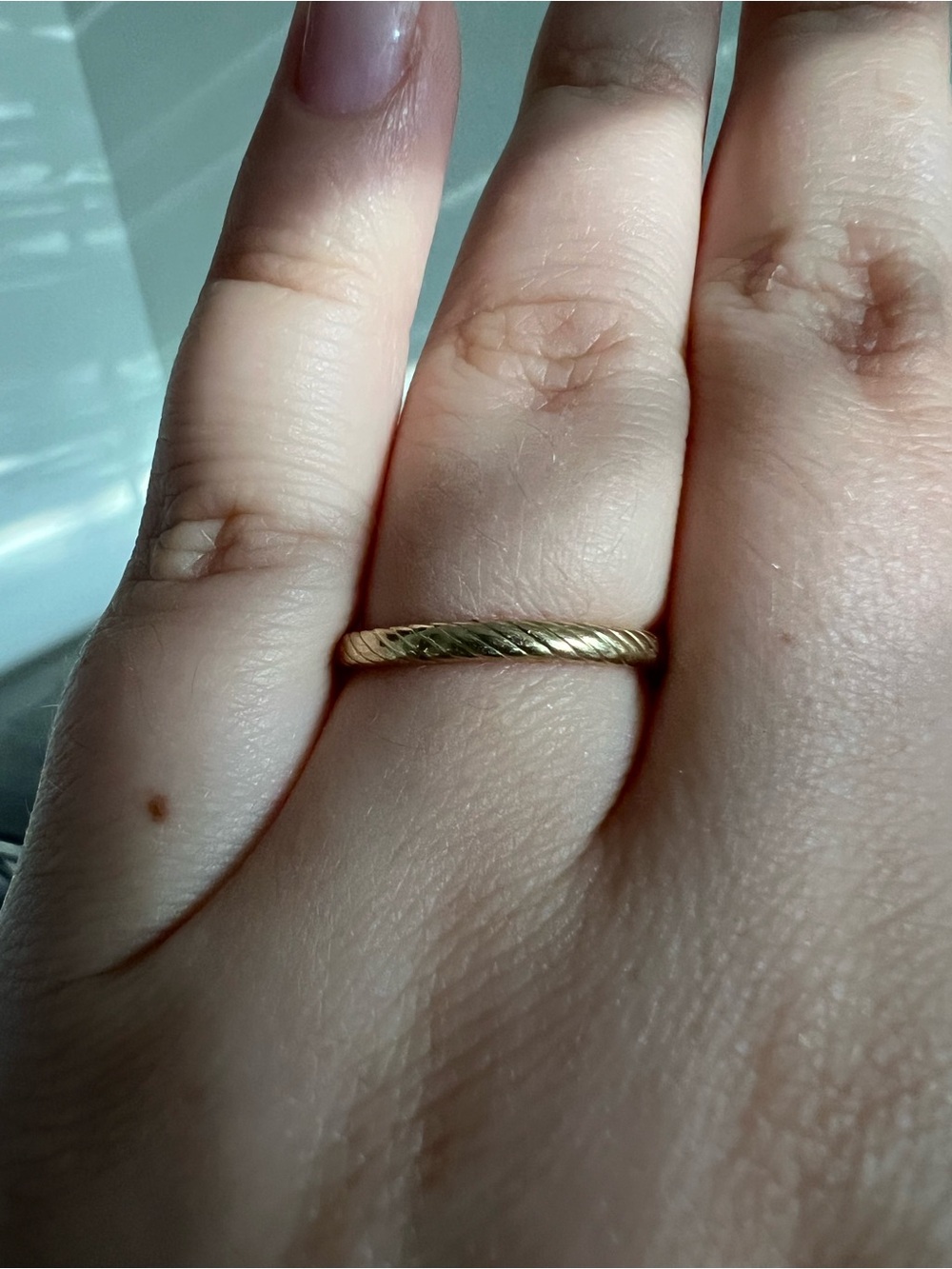 10k solid gold rope twist stacker ring